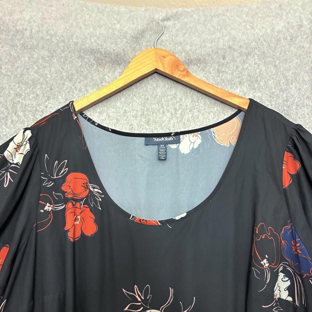 ModCloth 3X Dress Whats the Scoop Black Floral Babydoll Retro‎ 50s Rockabilly - Picture 3 of 11